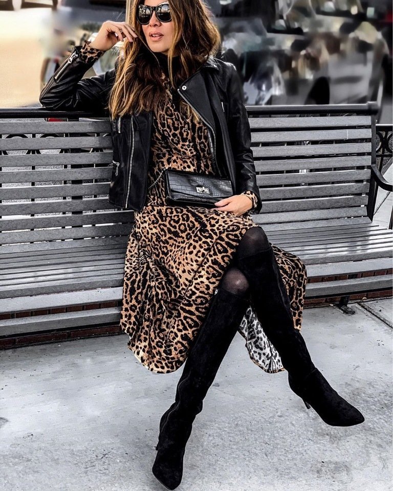 Образ в леопардовом платье